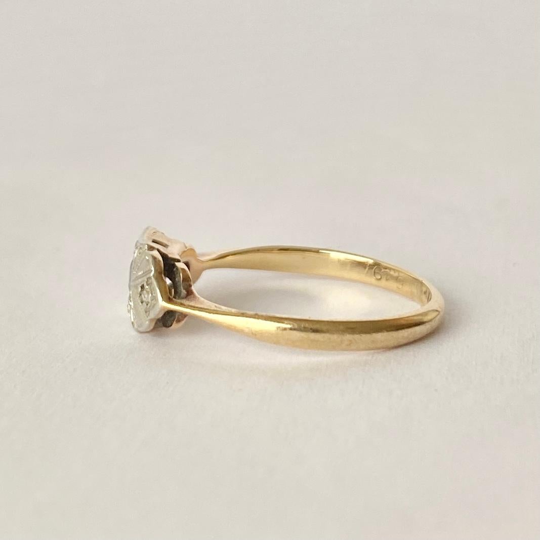 Square Cut Art Deco Sapphire and Diamond 9 Carat Gold Panel Ring