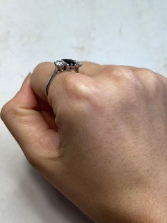 Art Deco Sapphire and Diamond and Platinum Three-Stone Ring