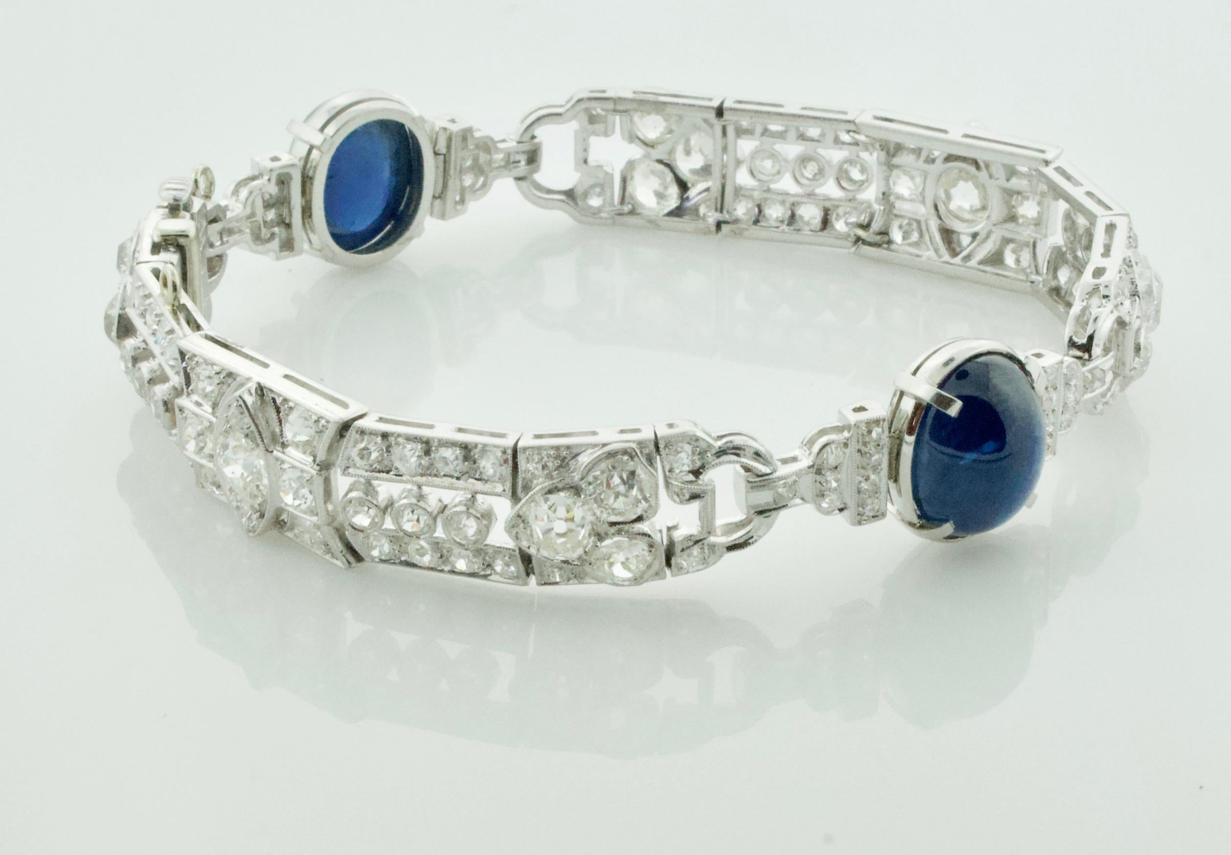 Art Deco Sapphire and Diamond Bracelet Adler & Co. circa 1920s 18.85 Carat In Excellent Condition In Wailea, HI