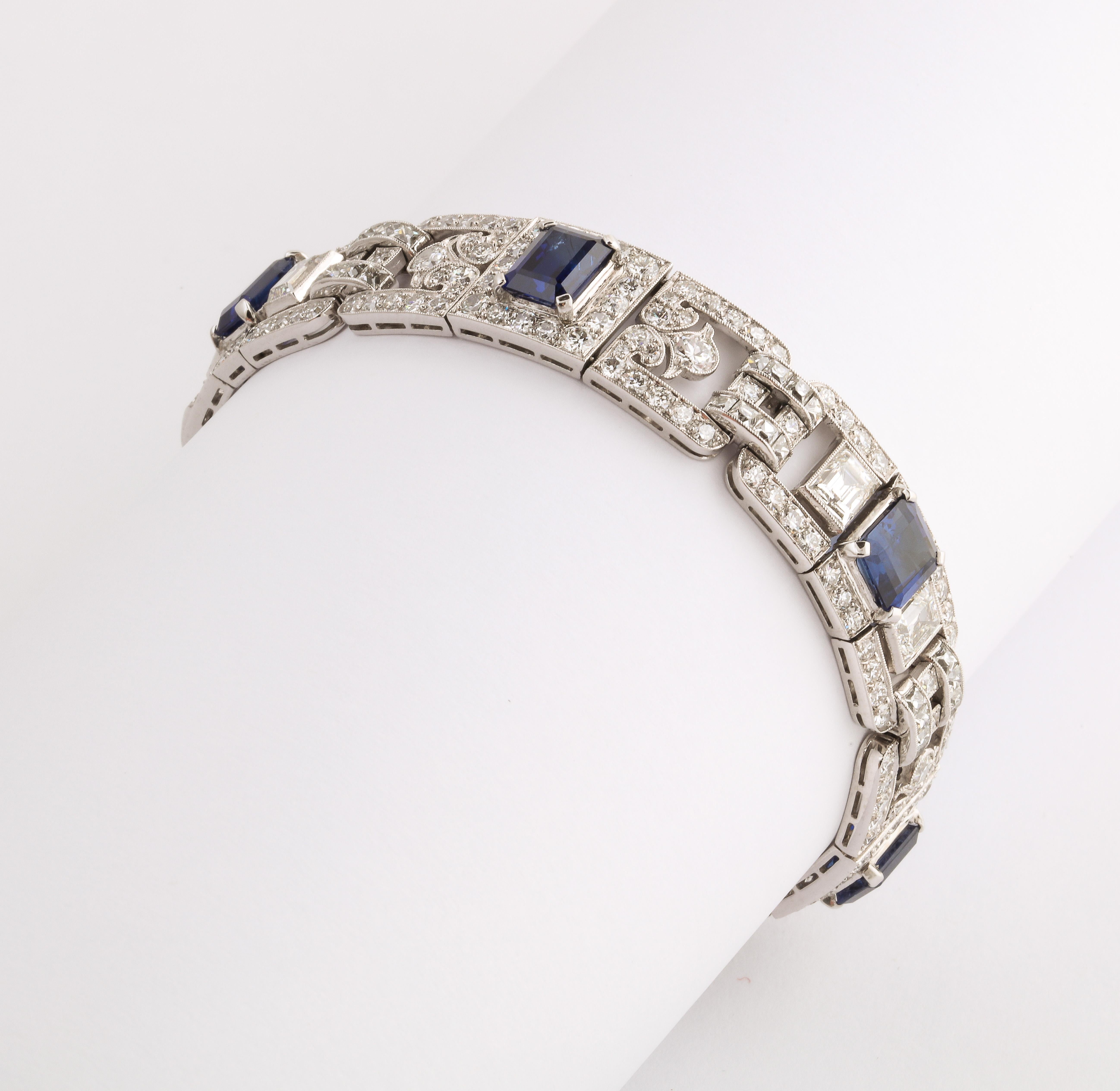Art Deco Sapphire and Diamond Bracelet by Tiffany & Co. In Excellent Condition In New York, NY