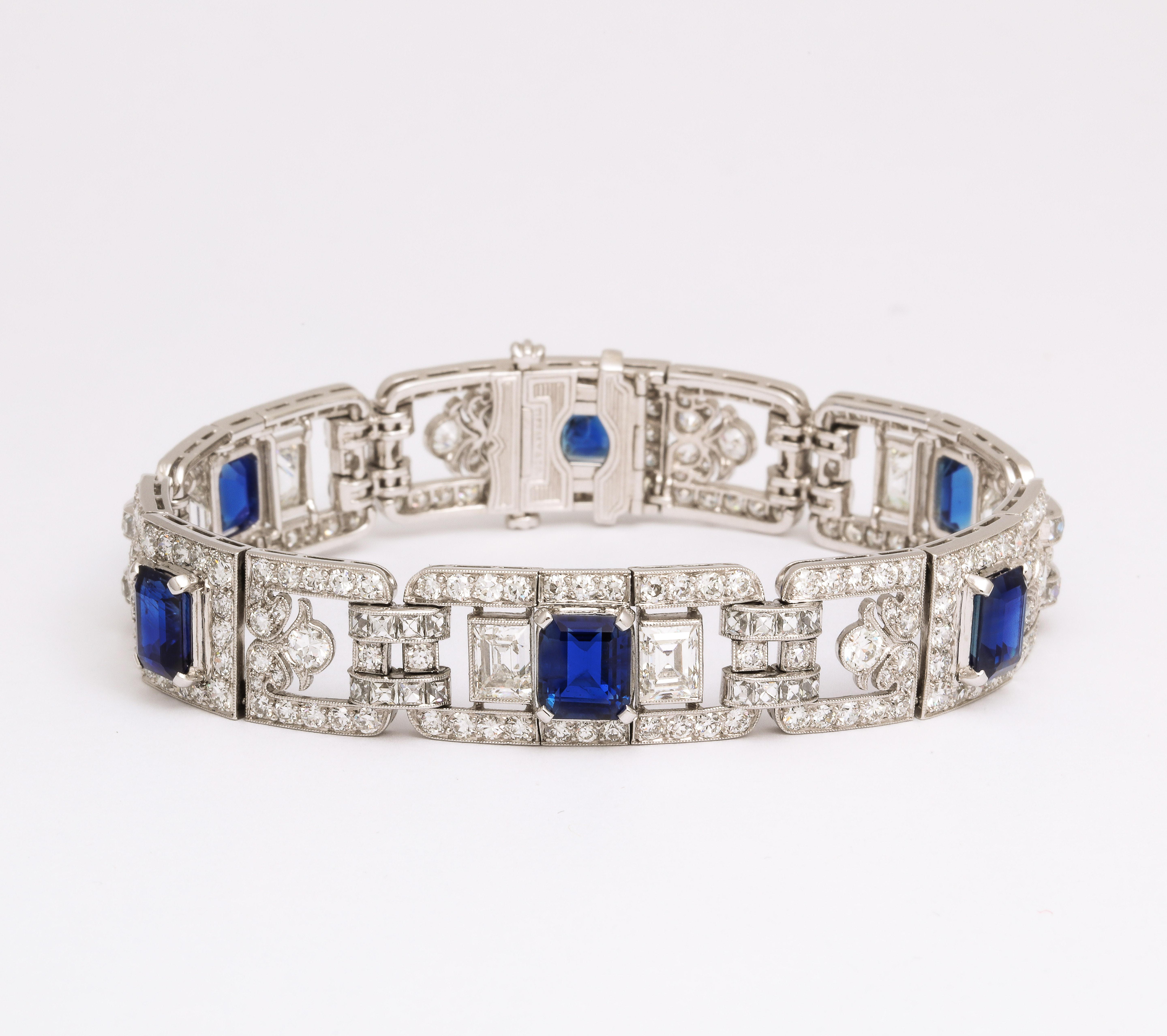 Women's or Men's Art Deco Sapphire and Diamond Bracelet by Tiffany & Co.