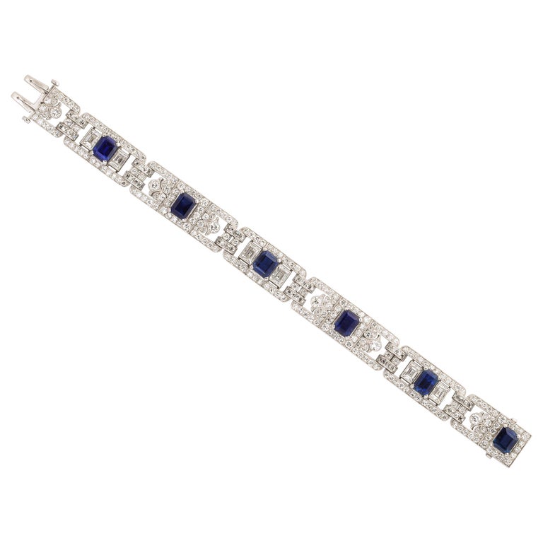 Art Deco Sapphire and Diamond Bracelet by Tiffany & Co. For Sale