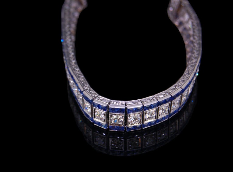 Art Deco Sapphire and Diamond Bracelet For Sale at 1stDibs