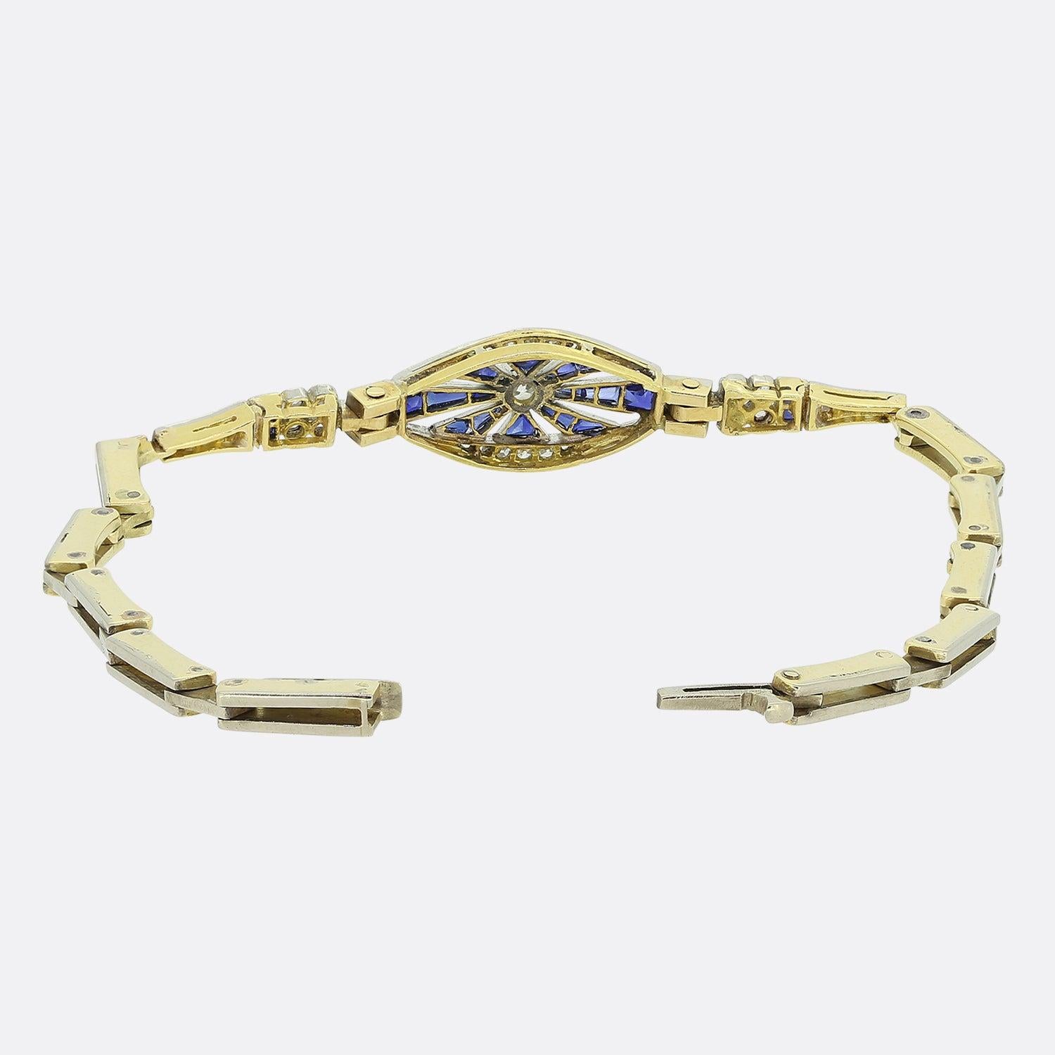 Art Deco Sapphire and Diamond Bracelet In Good Condition For Sale In London, GB