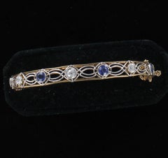 Art Deco Sapphire and Diamond Bracelet in Yellow Gold and Platinum