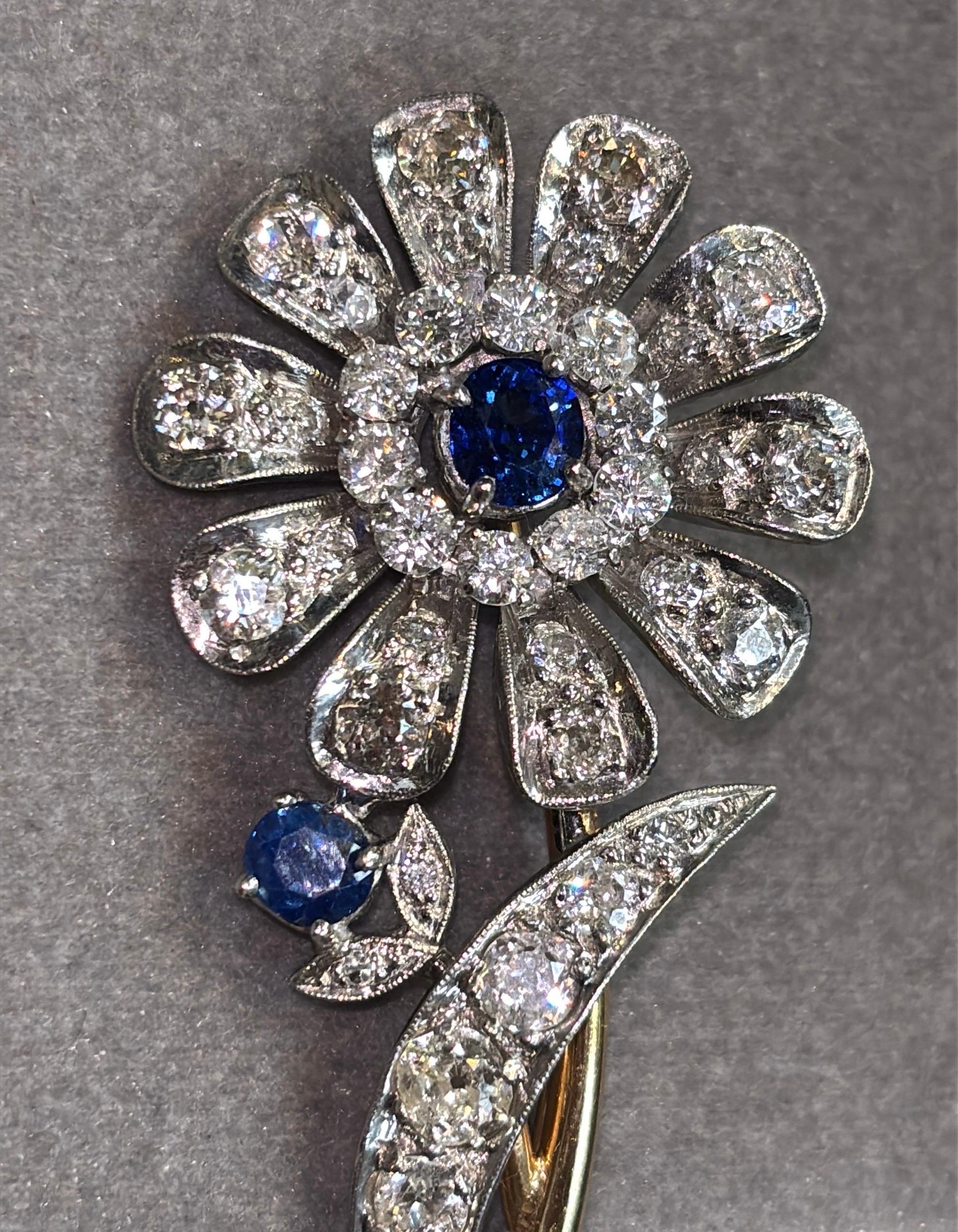 Broche Art déco en saphir et diamants en vente 1