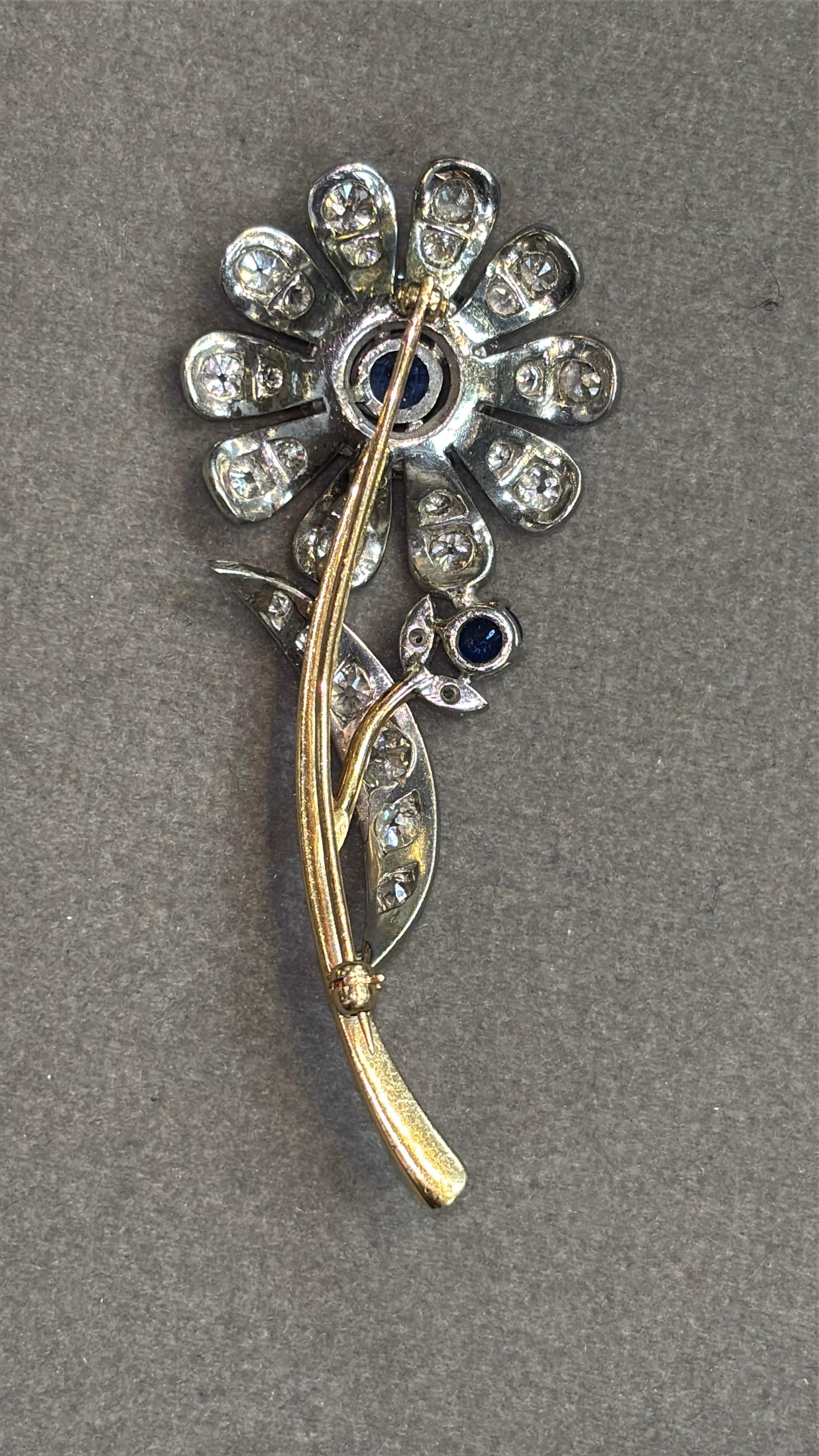 Broche Art déco en saphir et diamants en vente 3