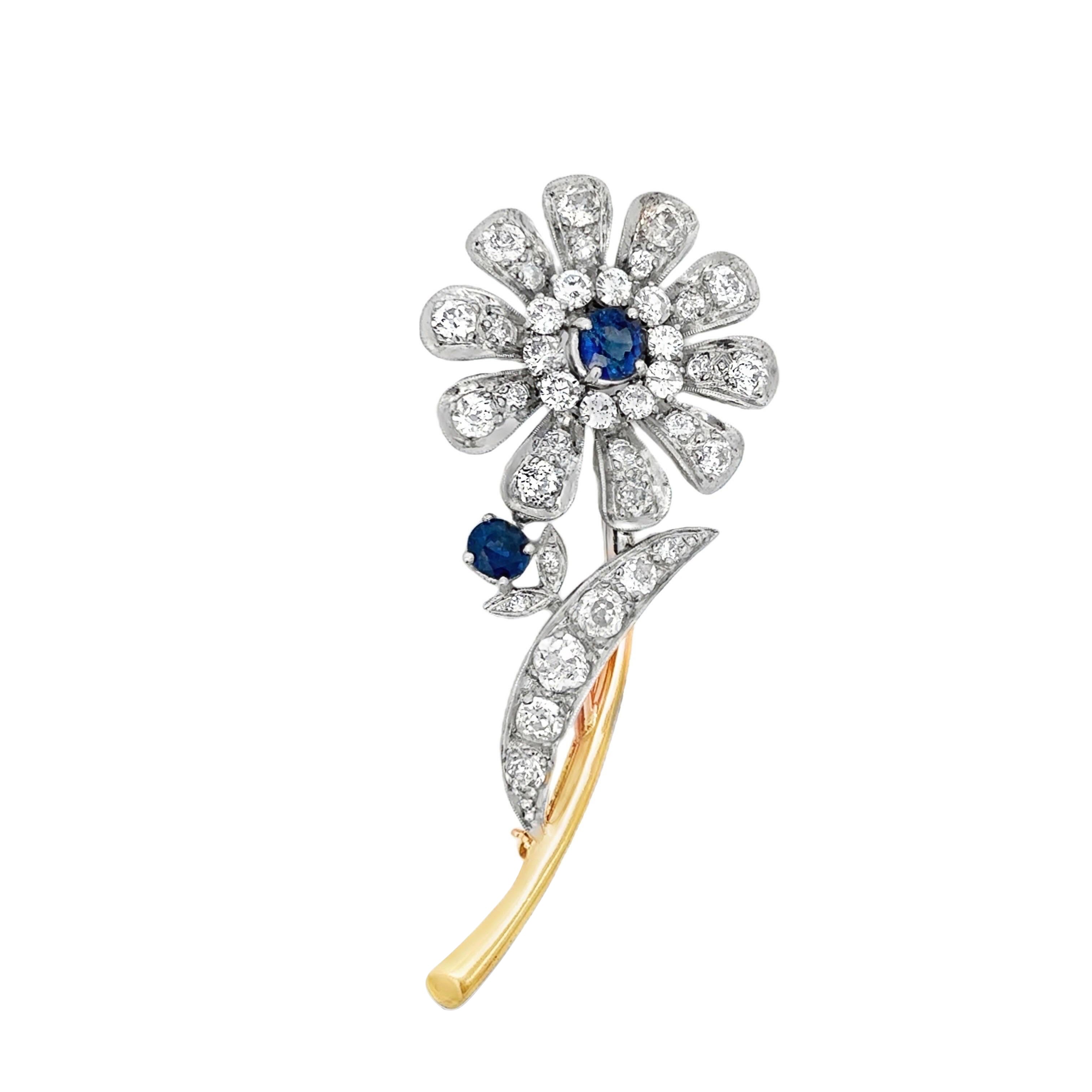 Broche Art déco en saphir et diamants en vente