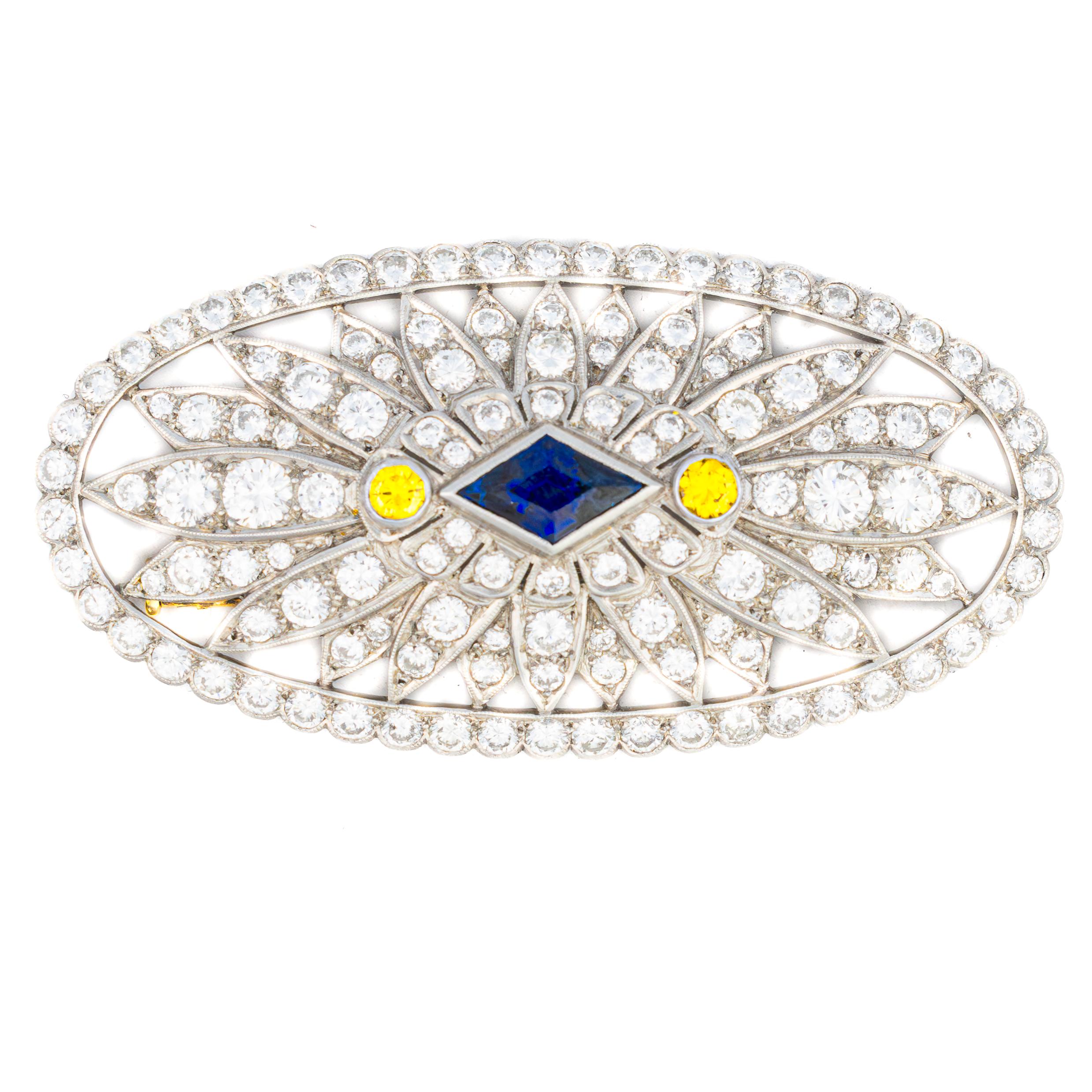 Art Deco Sapphire and Diamond Brooch