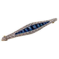 Art Deco Sapphire and Diamond Brooch Pin