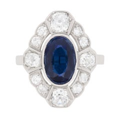 Art Deco Sapphire and Diamond Cluster Ring, circa 1920s