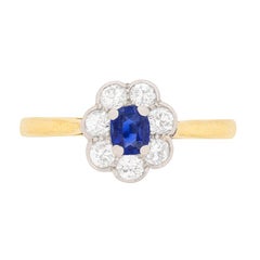 Art Deco Sapphire and Diamond Cluster Ring, circa 1930s Art Deco Sapphire and Diamond Cluster Ring, circa 1930s