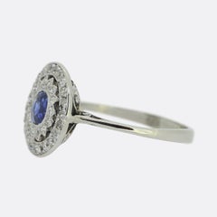 Art Deco Sapphire and Diamond Cluster Ring