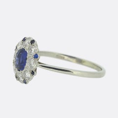 Art Deco Sapphire and Diamond Cluster Ring