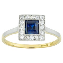 Bague grappe Art déco en saphirs et diamants