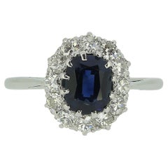 Art Deco Sapphire and Diamond Cluster Ring