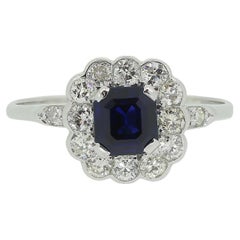 Art Deco Sapphire and Diamond Cluster Ring