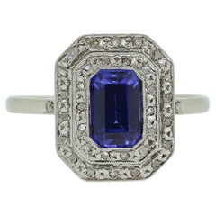 Art Deco Sapphire and Diamond Cluster Ring