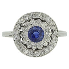 Art Deco Sapphire and Diamond Cluster Ring