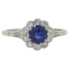 Art Deco Sapphire and Diamond Cluster Ring