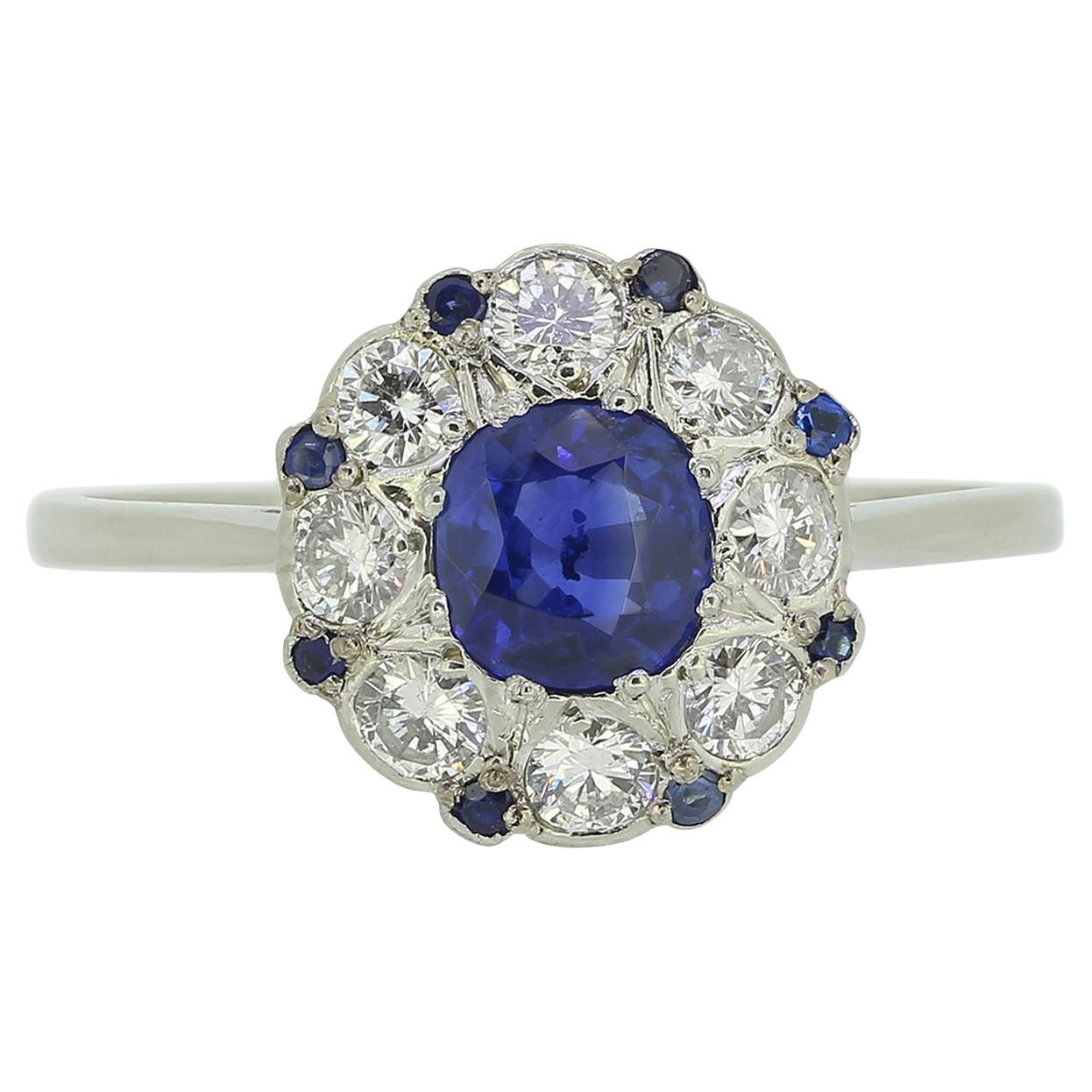 Art Deco Sapphire and Diamond Cluster Ring