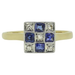 Art Deco Sapphire and Diamond Cluster Ring