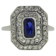 Art Deco Saphir- und Diamant-Cluster-Ring