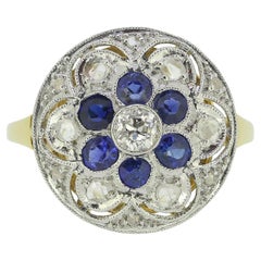 Art Deco Sapphire and Diamond Cluster Ring