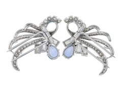 Art Deco sapphire and diamond double clip brooch, circa 1925.