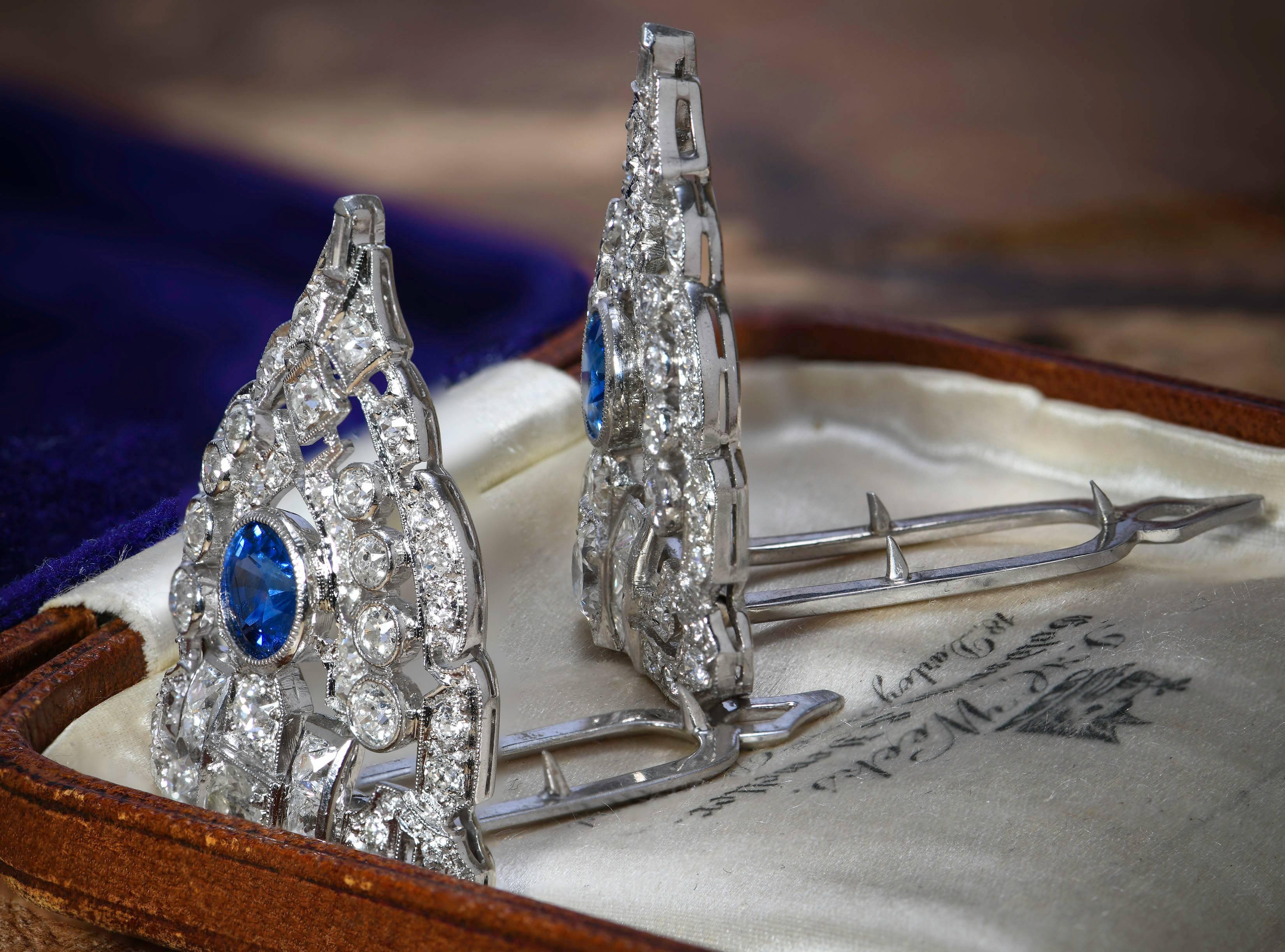 Art Deco Sapphire and Diamond Double Clips 1