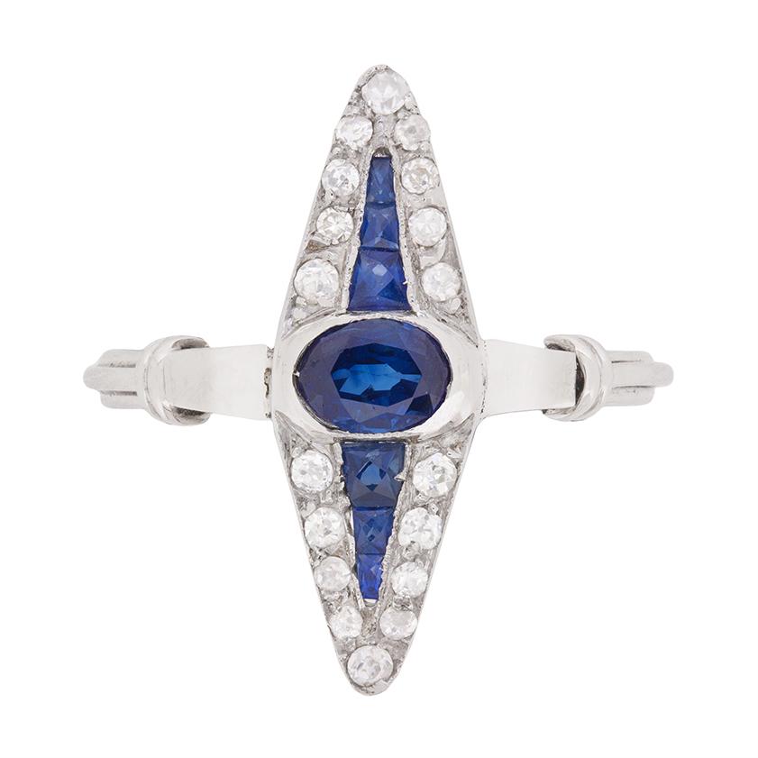 Art Deco Sapphire and Diamond Dress Ring, circa 1920s