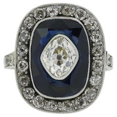 Antique Art Deco Sapphire and Diamond Dress Ring