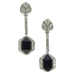 Art Deco Sapphire and Diamond Drop Earrings