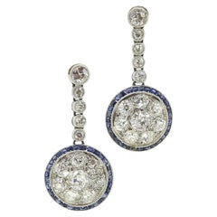 Art Deco Sapphire and Diamond Drop Earrings