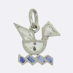Art Deco Sapphire and Diamond Duck Charm Pendant