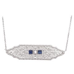 Art Deco Sapphire and Diamond Filigree Necklace