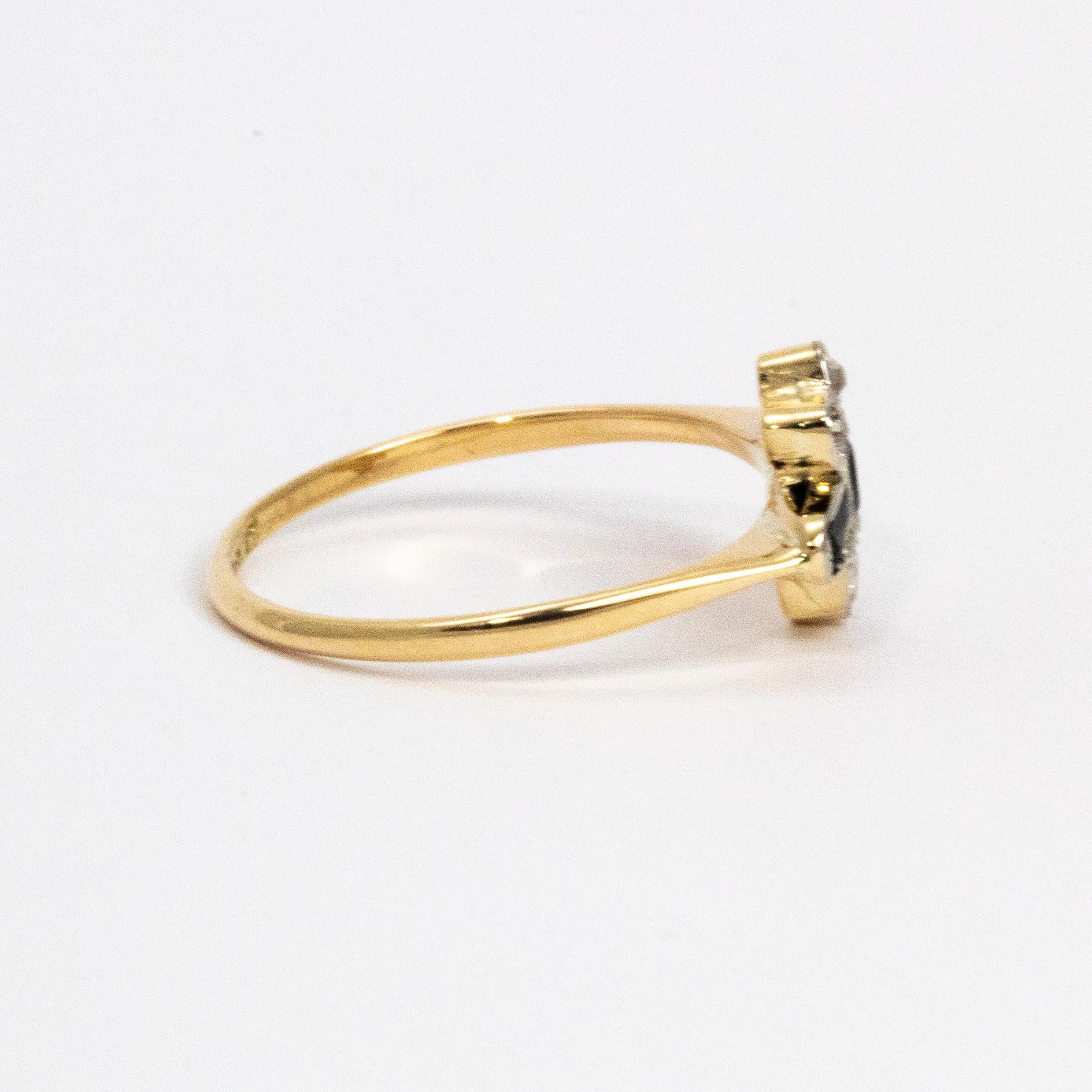 Art Deco Sapphire and Diamond Gold Ring 1