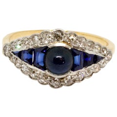 Art Deco Sapphire and Diamond Gold Triple Row Ring Art Deco Sapphire and Diamond Gold Triple Row Ring