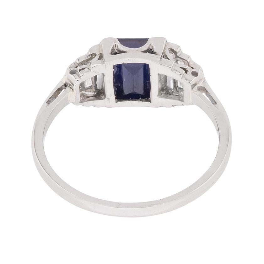 Art Deco Sapphire and Diamond Graduating Stepped Ring, circa 1920s In Good Condition In London, GB