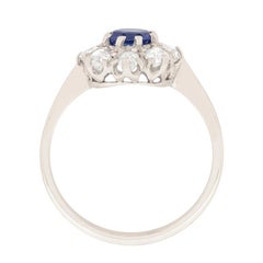 Art Deco Sapphire and Diamond Halo Ring, circa 1920s