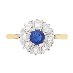 Art Deco Sapphire and Diamond Halo Ring, circa 1930s