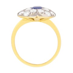 Art Deco Sapphire and Diamond Heart Shaped Ring, circa 1940s