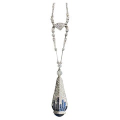 Art Deco Sapphire and Diamond Lavaliere Necklace