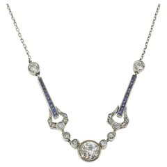 Antique Art Deco Sapphire and Diamond Necklace