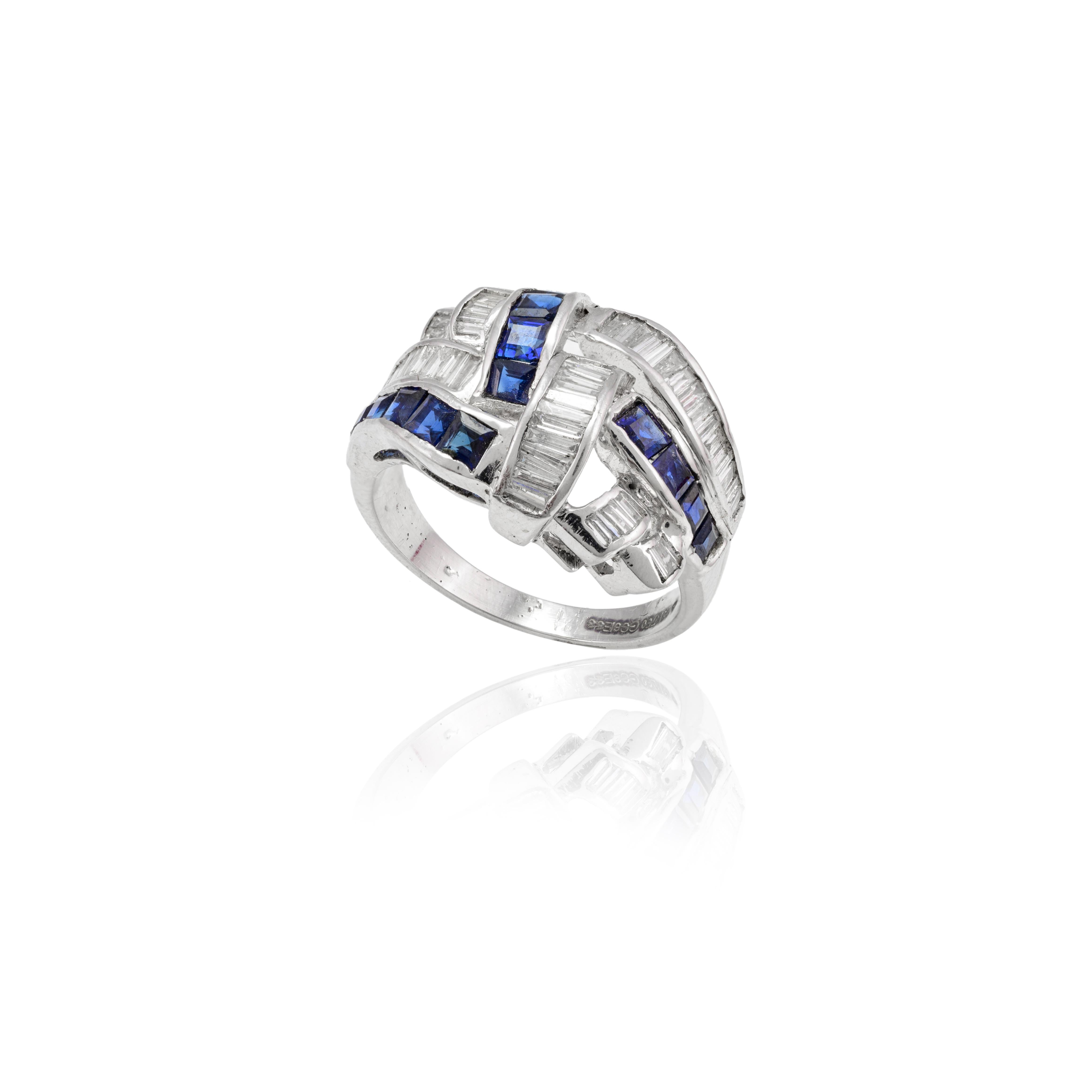 For Sale:  Art Deco 1.3 Carat Blue Sapphire and Diamond Ring in 18k Solid White Gold 2