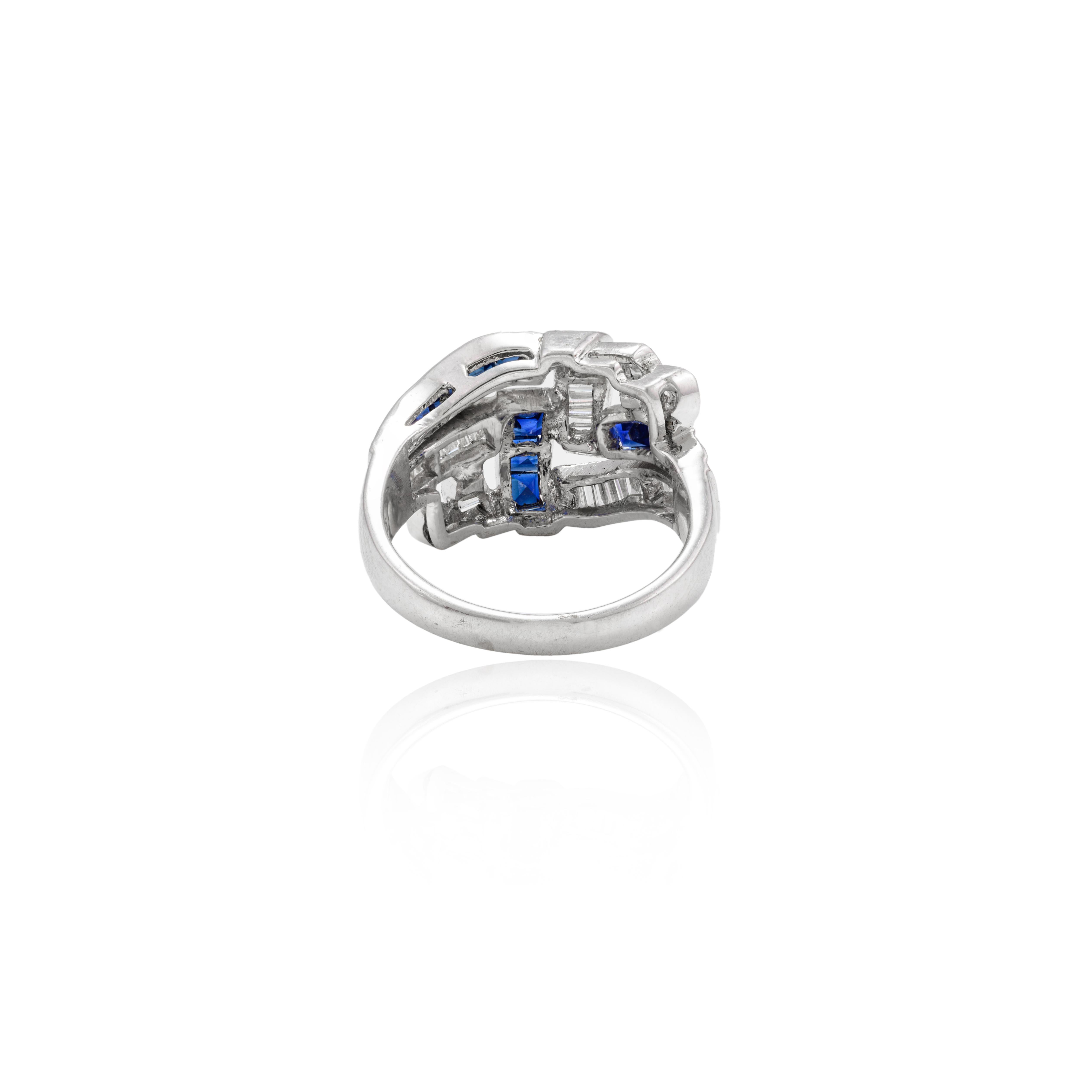 For Sale:  Art Deco 1.3 Carat Blue Sapphire and Diamond Ring in 18k Solid White Gold 4