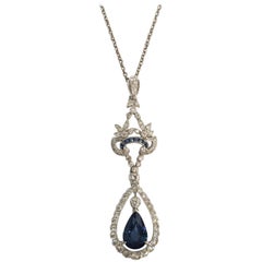 Antique Art Deco Style Sapphire and Diamond Pendant