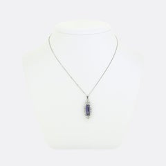 Art Deco Sapphire and Diamond Pendant Necklace