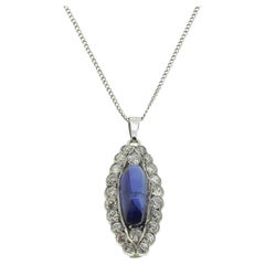 Art Deco Sapphire and Diamond Pendant Necklace