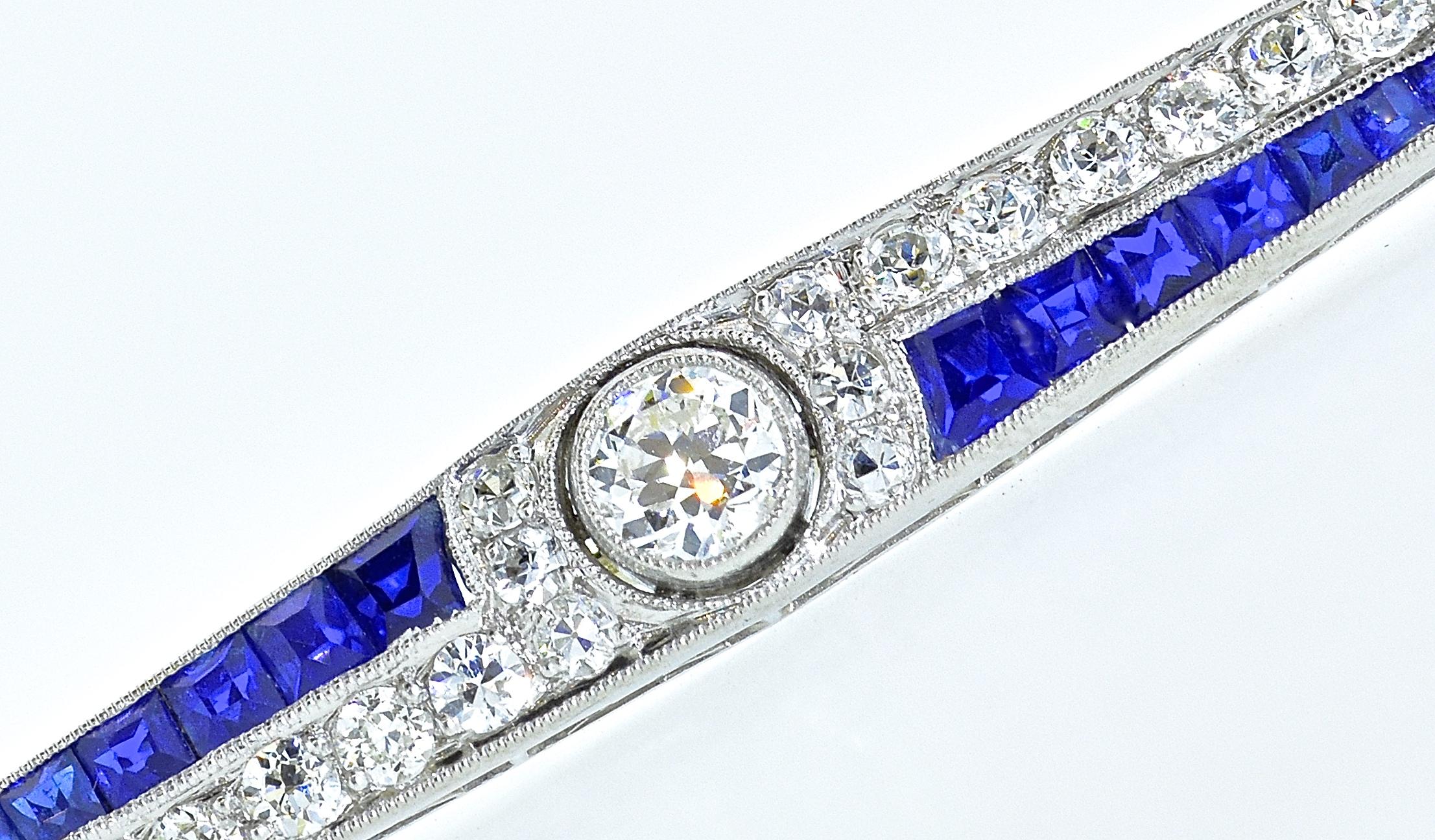 Art Deco Sapphire and Diamond Pin, circa 1920 1
